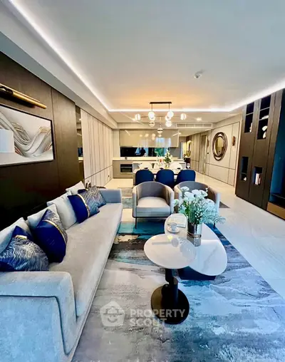 Luxurious modern living room with elegant decor and stylish furniture