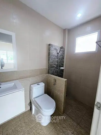 Modern bathroom with sleek design and natural light