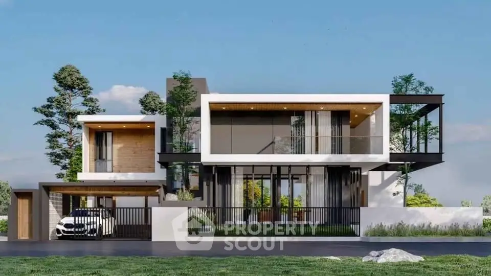 Stunning modern luxury home with sleek architectural design and expansive glass windows.