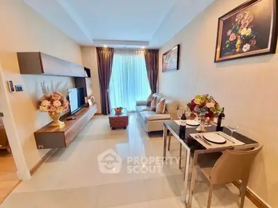 Elegant living room with modern decor, cozy seating, and dining area, perfect for relaxation and entertainment.