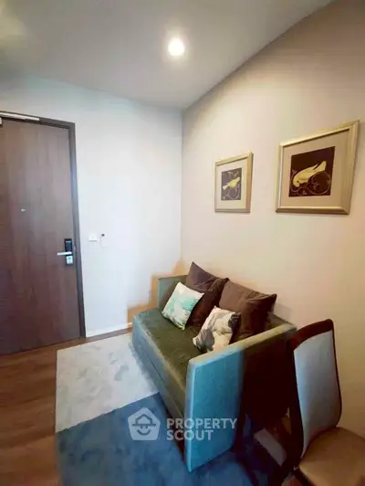 Cozy living room with modern decor and stylish furniture in a contemporary apartment.