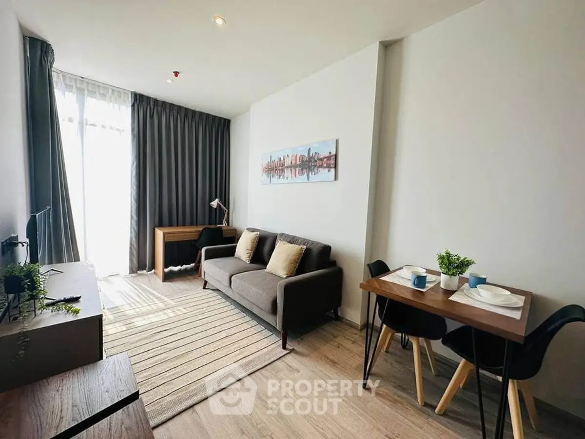 Modern living room with stylish decor and natural light