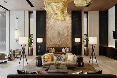 Luxurious modern living room with elegant decor and stylish lighting