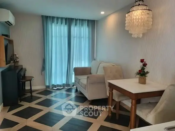 Chic living room with modern decor and elegant lighting