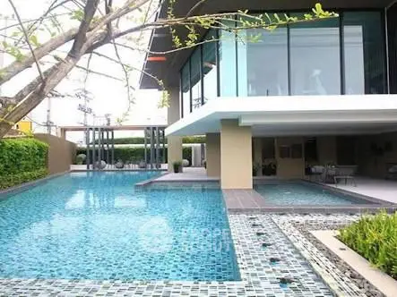 Luxurious modern house with stunning pool and lush greenery