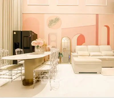 Luxurious modern living room with elegant decor and stylish furniture