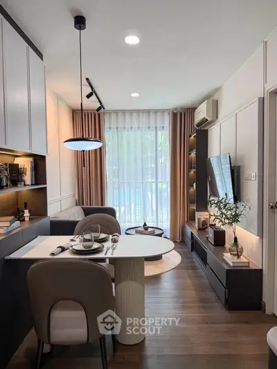 Modern living room with stylish decor and natural light