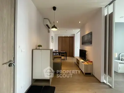 Modern living room with sleek furniture and stylish decor