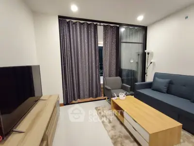 Modern living room with stylish furniture and cozy ambiance