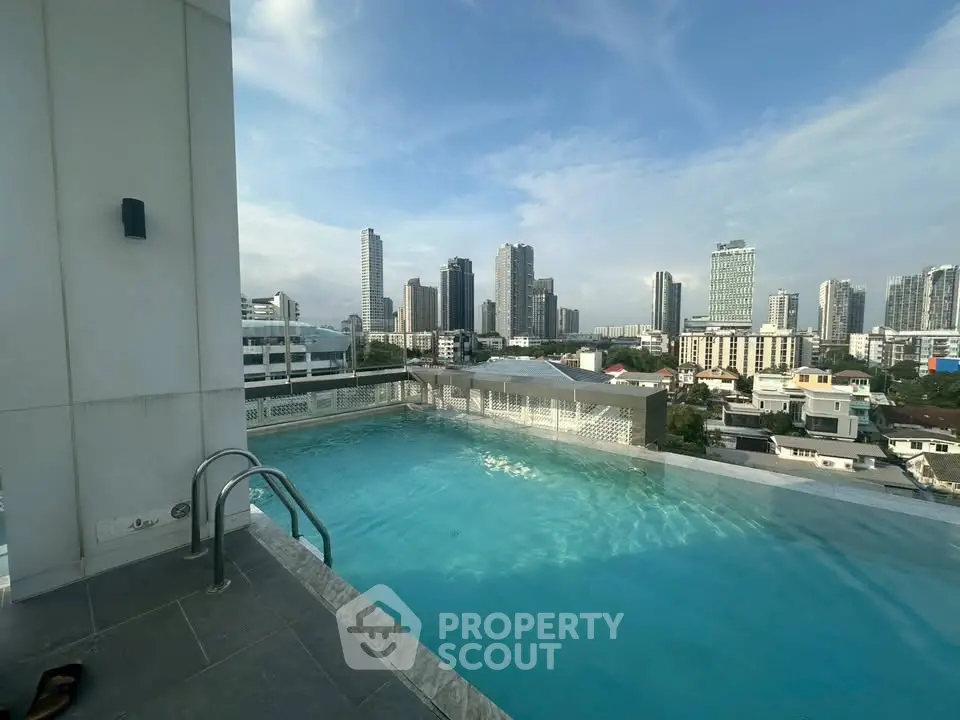 Stunning rooftop pool with panoramic city skyline views