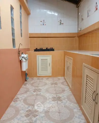 Modern bathroom with stylish tiles and sleek fixtures