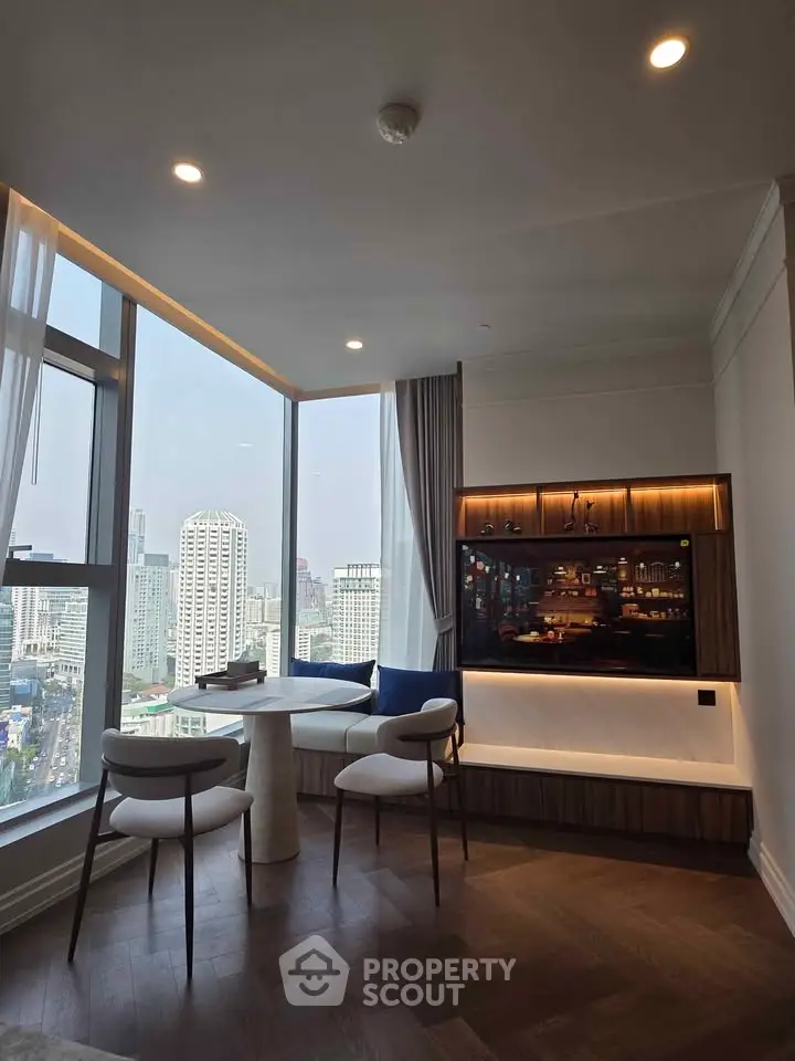 Stunning corner unit with panoramic city views and elegant interior design.