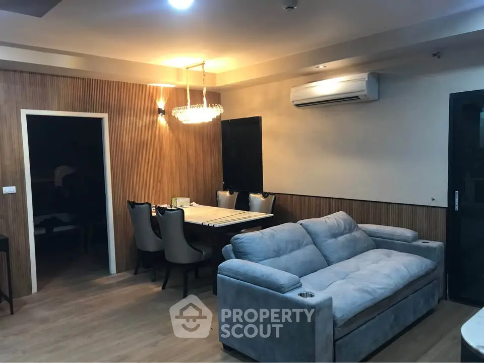 Stylish living room with modern furniture and elegant lighting