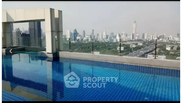 Stunning rooftop pool with panoramic city skyline view, perfect for luxury urban living.