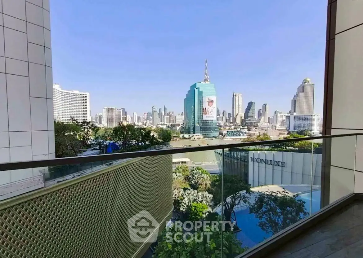 Stunning cityscape view from a modern balcony in a high-rise building.