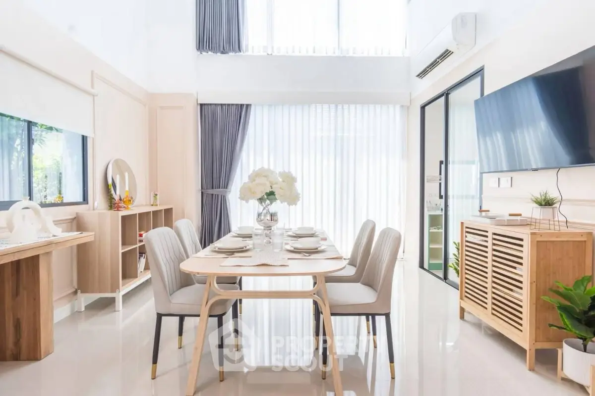 Bright and modern dining area with elegant decor and natural light