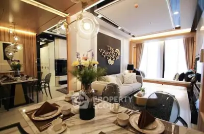 Luxurious modern living room with elegant dining area and stylish decor