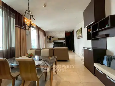 Spacious modern living room with elegant dining area and stylish decor