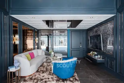 Luxurious modern living room with elegant decor and stylish furniture