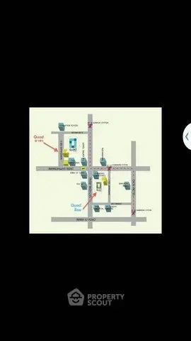 Detailed real estate map showcasing property locations and surrounding streets.