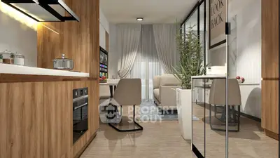 Modern open-plan kitchen and living area with sleek design and natural light.