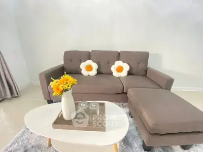 Stylish living room with modern sofa and chic decor accents