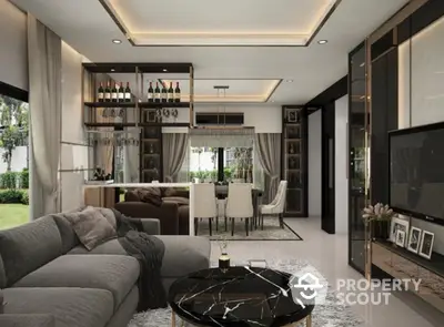 Luxurious modern living room with elegant decor and spacious open layout