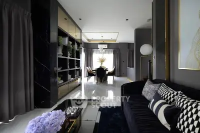 Luxurious modern living room with elegant decor and spacious dining area