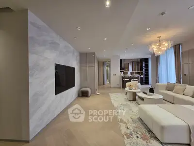 Luxurious modern living room with elegant decor and open layout
