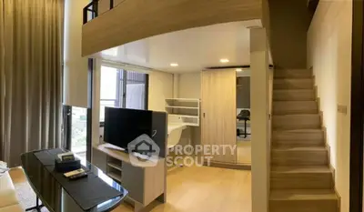 Modern loft apartment with stylish interior and mezzanine level