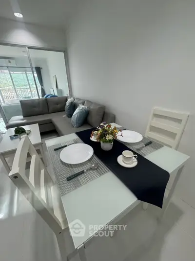 Modern living room with dining area and stylish decor