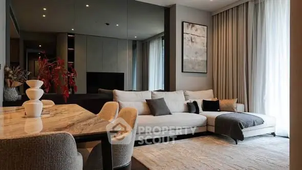 Luxurious modern living room with elegant decor and large sectional sofa