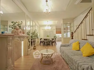 Luxurious living room with elegant decor, plush seating, and ambient lighting, perfect for relaxation and entertaining.