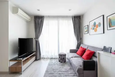 Modern living room with stylish decor and natural light