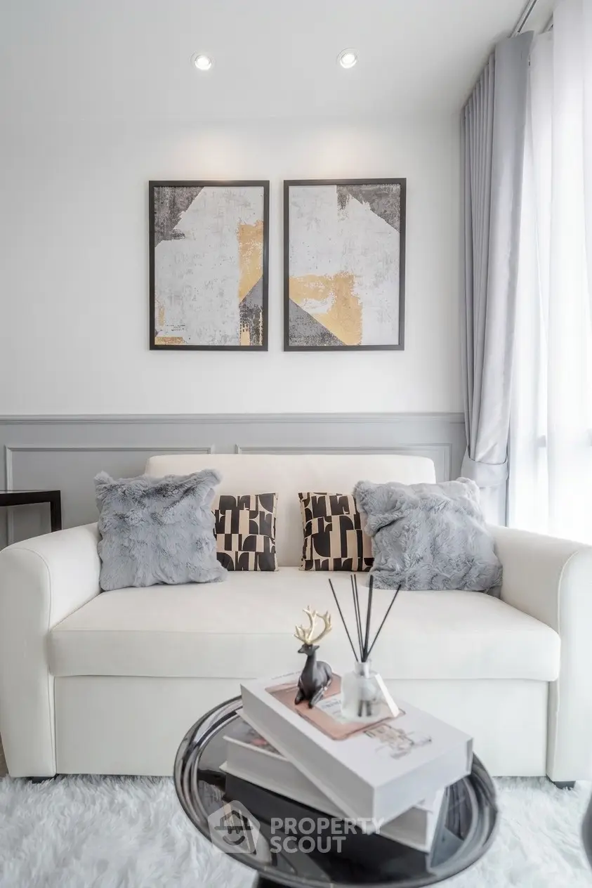 Elegant living room with modern decor and plush furnishings, perfect for relaxation and style.