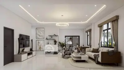 Luxurious modern living room with elegant decor and spacious layout