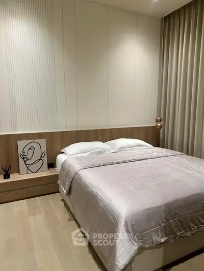 Modern bedroom with stylish decor and cozy ambiance