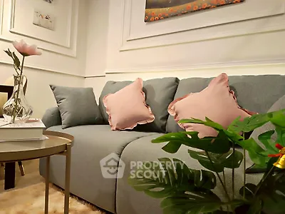 Chic living room with stylish sofa and elegant decor
