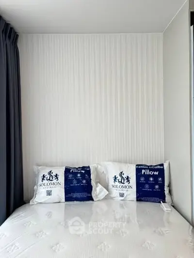 Modern bedroom with stylish decor and comfortable bedding