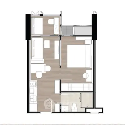 Modern apartment floor plan with spacious layout and stylish design