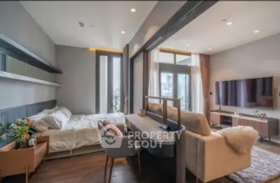 Luxurious modern studio apartment with open layout and city view