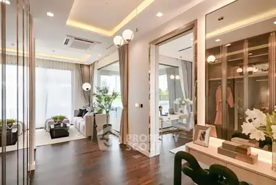 Luxurious modern living room with elegant decor and ample natural light
