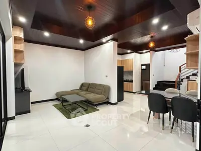 Spacious modern living room with open layout and stylish furniture