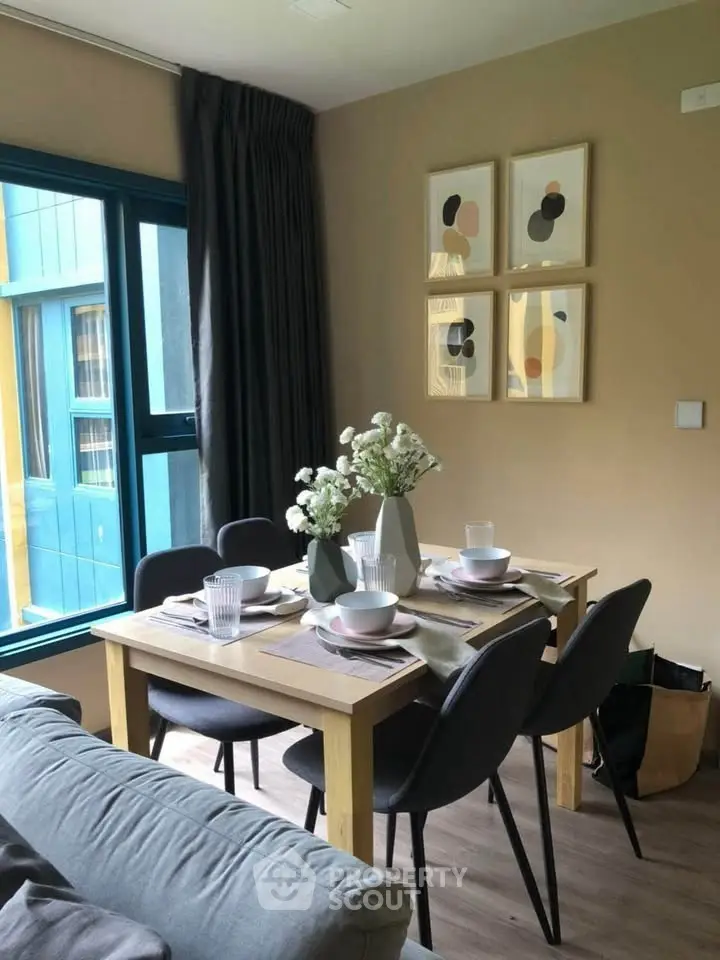 Chic dining area with modern decor and natural light