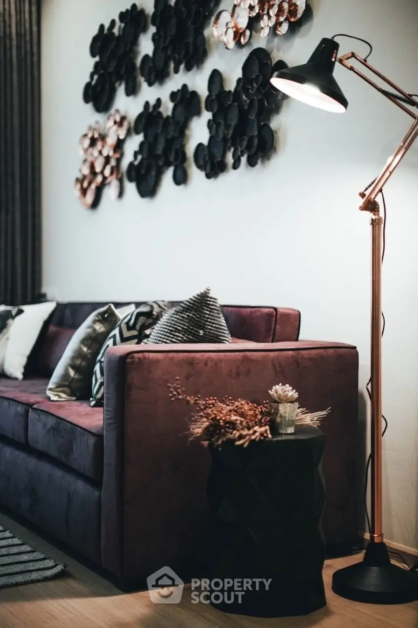 Stylish living room with modern decor and cozy sofa