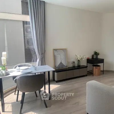 Modern living room with elegant decor and natural light