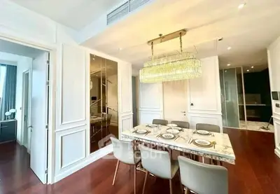 Elegant dining room with modern chandelier and stylish decor