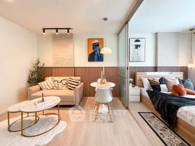 Modern studio apartment with stylish decor and open layout