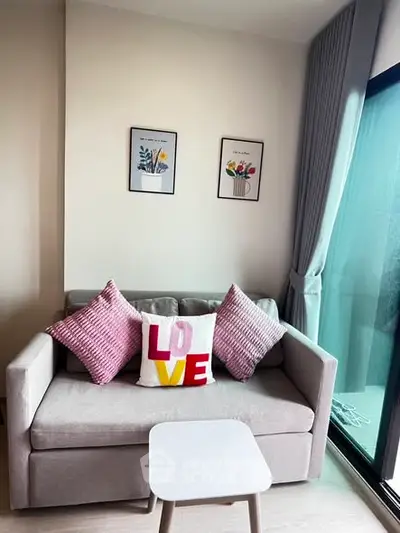 Cozy living room with stylish decor and natural light