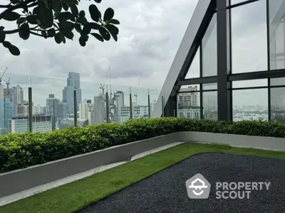 Stunning rooftop garden with panoramic city skyline views